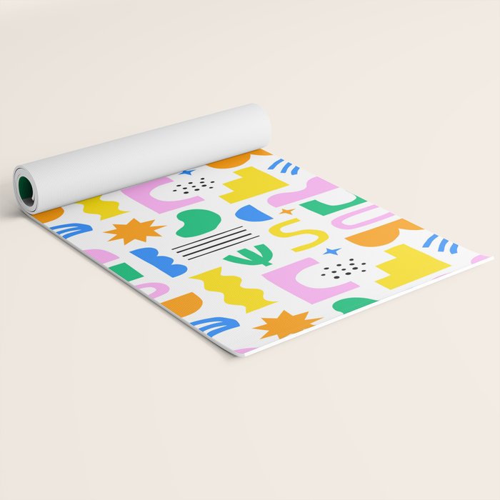 Colorful abstract organic shape art pattern Yoga Mat Gallery Image 2