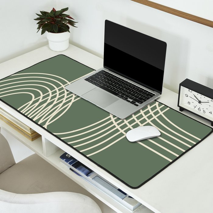 Minimalist Lines in Forest Green Desk Mat Gallery Image 2