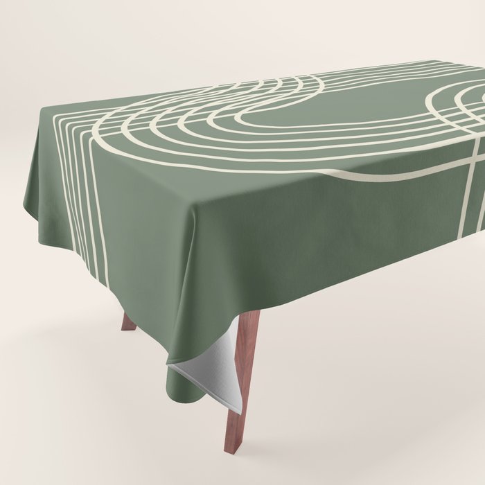 Minimalist Lines in Forest Green Tablecloth Gallery Image 1