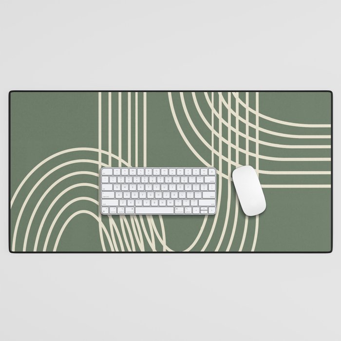 Minimalist Lines in Forest Green Desk Mat Gallery Image 1