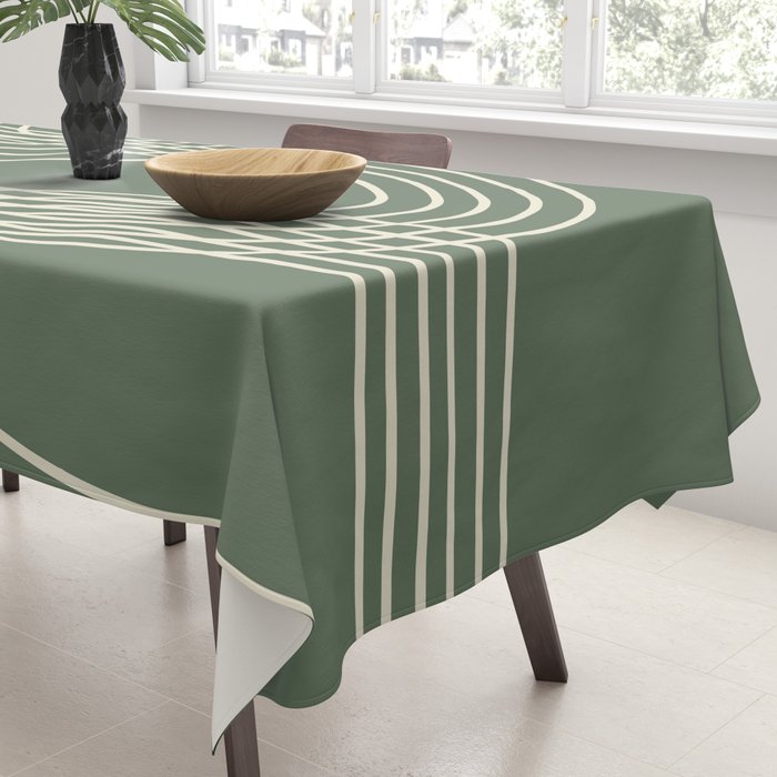 Minimalist Lines in Forest Green Tablecloth Gallery Image 3
