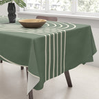 Minimalist Lines in Forest Green Tablecloth Gallery Image 3