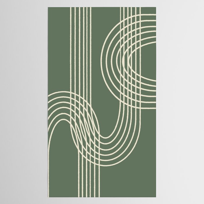 Minimalist Lines in Forest Green Tablecloth Gallery Image 2