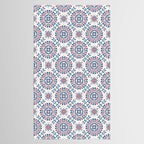 Folk Art Shapes Block Print - Blue and Burgundy Tablecloth Gallery Image 2