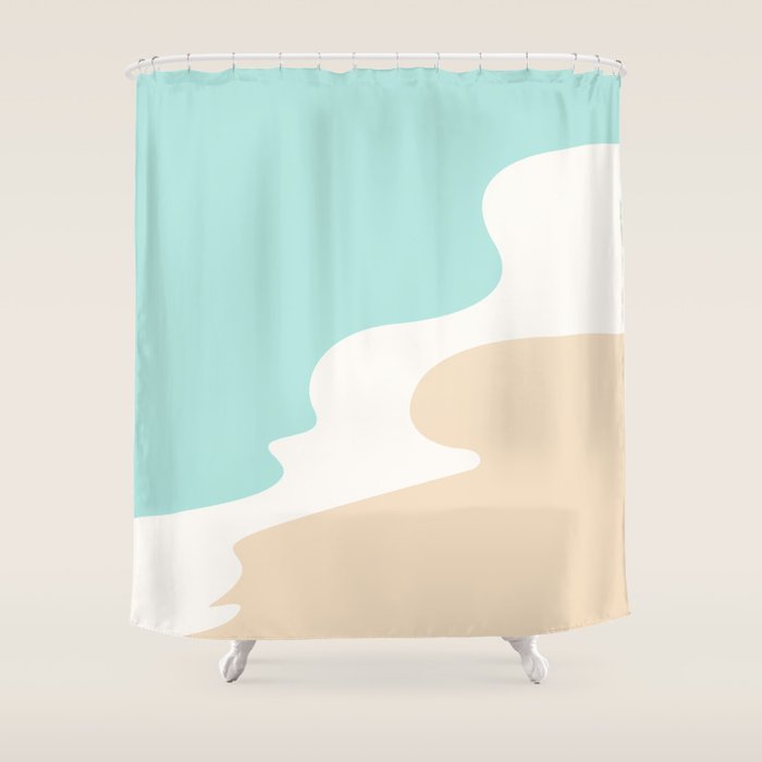 Sand and Sea Coastal Shoreline Shower Curtain Gallery Image 1
