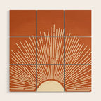 Terracota Minimalist Sun Wood Wall Art Gallery Image 1