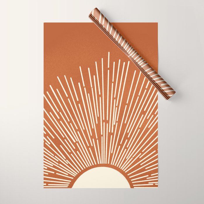 Terracota Minimalist Sun Wrapping Paper Gallery Image 1