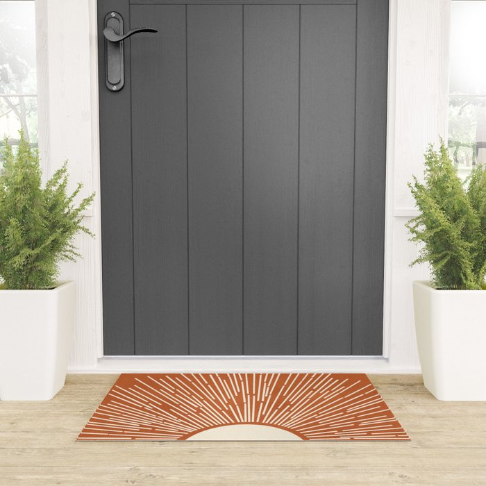 Terracota Minimalist Sun Welcome Mat Gallery Image 3