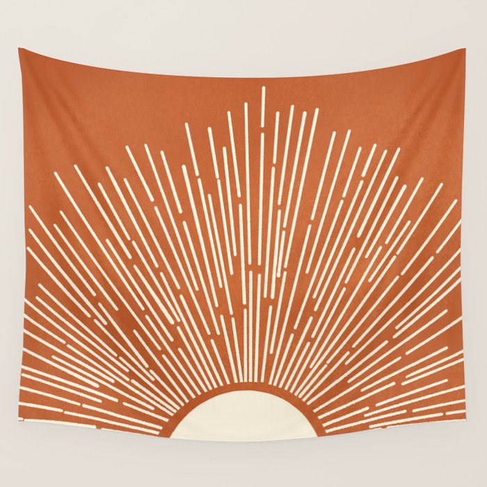 Terracota Minimalist Sun Wall Tapestry Gallery Image 4