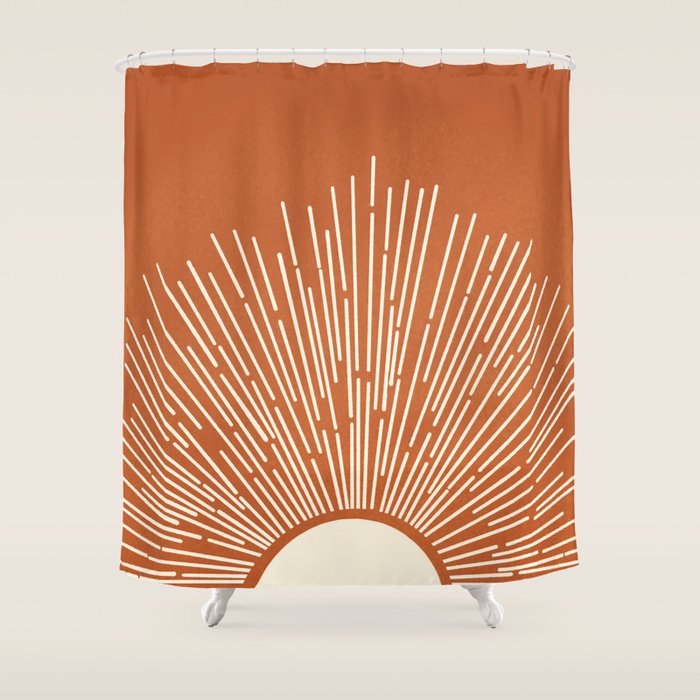 Terracota Minimalist Sun Shower Curtain Gallery Image 1