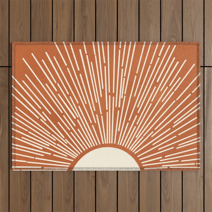 Terracota Minimalist Sun Outdoor Rug Gallery Image 1