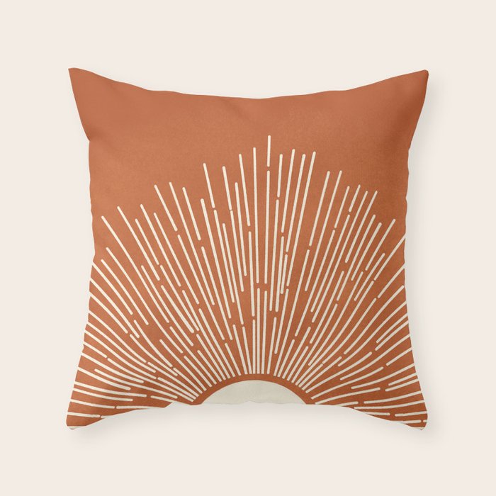 Terracota Minimalist Sun Throw Pillow Gallery Image 1