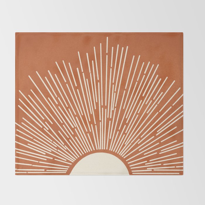 Terracota Minimalist Sun Throw Blanket Gallery Image 2