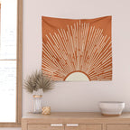 Terracota Minimalist Sun Wall Tapestry Gallery Image 2