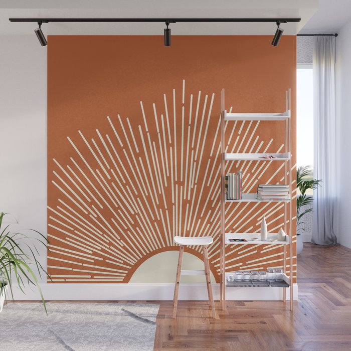 Terracota Minimalist Sun Wall Mural