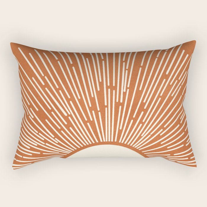 Terracota Minimalist Sun Rectangular Pillow Gallery Image 1