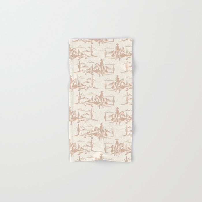 Southwestern Cowboy Toile - Light Brown on Cream Bath Towel Gallery Image 1