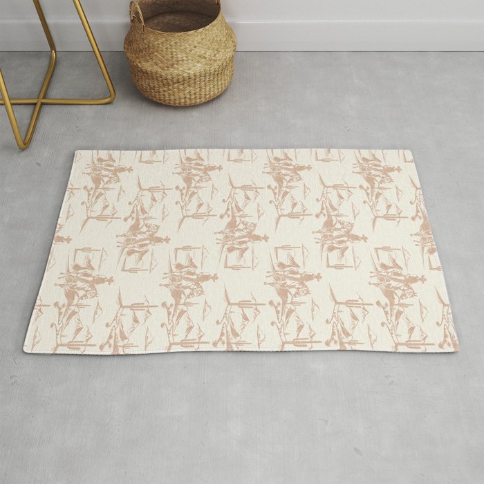 Southwestern Cowboy Toile - Light Brown on Cream Rug Gallery Image 1