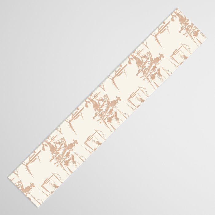 Southwestern Cowboy Toile - Light Brown on Cream Table Runner Gallery Image 3