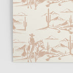 Southwestern Cowboy Toile - Light Brown on Cream Poster Gallery Image 3