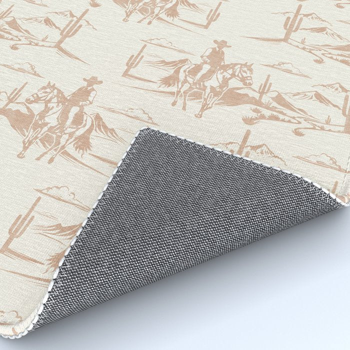 Southwestern Cowboy Toile - Light Brown on Cream Rug Gallery Image 4