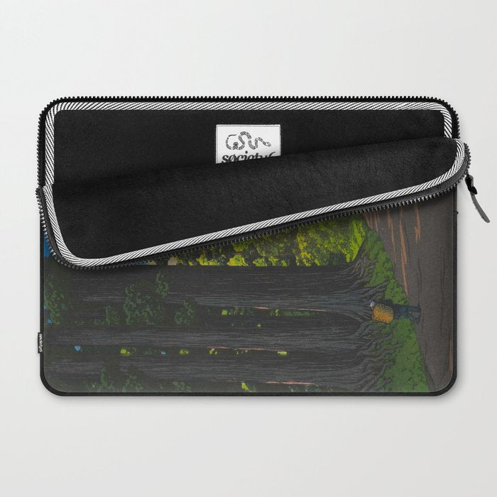 Vintage Japanese Woodblock Print Kawase Hasui Mystical Japanese forest Tall Green Trees Laptop Sleeve Gallery Image 2