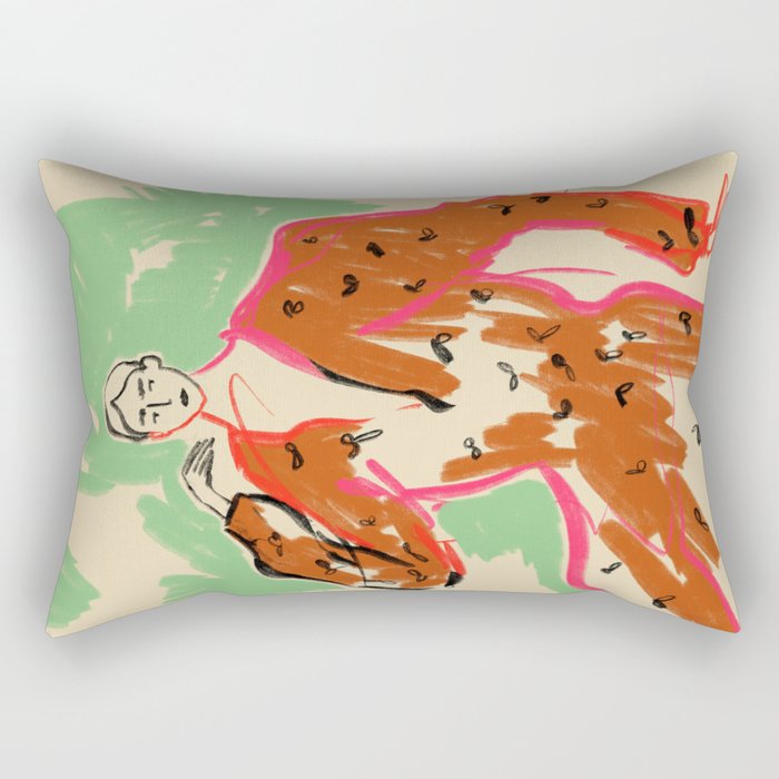 WOMAN IN A TERRACOTTA DRESS Rectangular Pillow Gallery Image 2