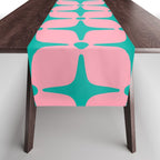 Colorful Mid Century Modern Star Pattern 950 Pink and Turquoise Table Runner Gallery Image 1
