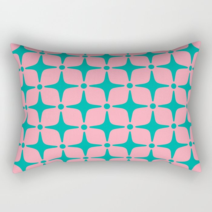Colorful Mid Century Modern Star Pattern 950 Pink and Turquoise Rectangular Pillow Gallery Image 1