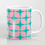 Colorful Mid Century Modern Star Pattern 950 Pink and Turquoise Coffee Mug Gallery Image 1
