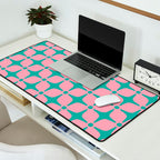 Colorful Mid Century Modern Star Pattern 950 Pink and Turquoise Desk Mat Gallery Image 2