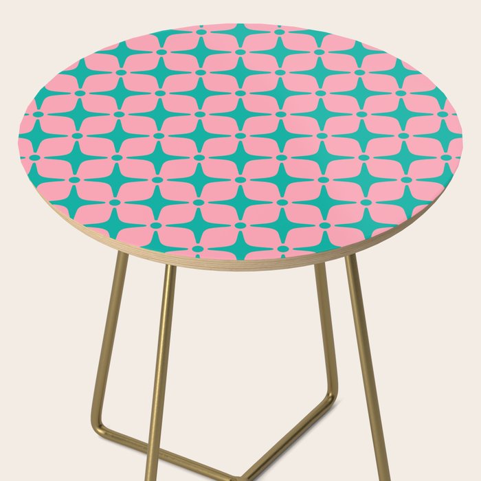 Colorful Mid Century Modern Star Pattern 950 Pink and Turquoise Side Table Gallery Image 2