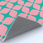 Colorful Mid Century Modern Star Pattern 950 Pink and Turquoise Rug Gallery Image 4
