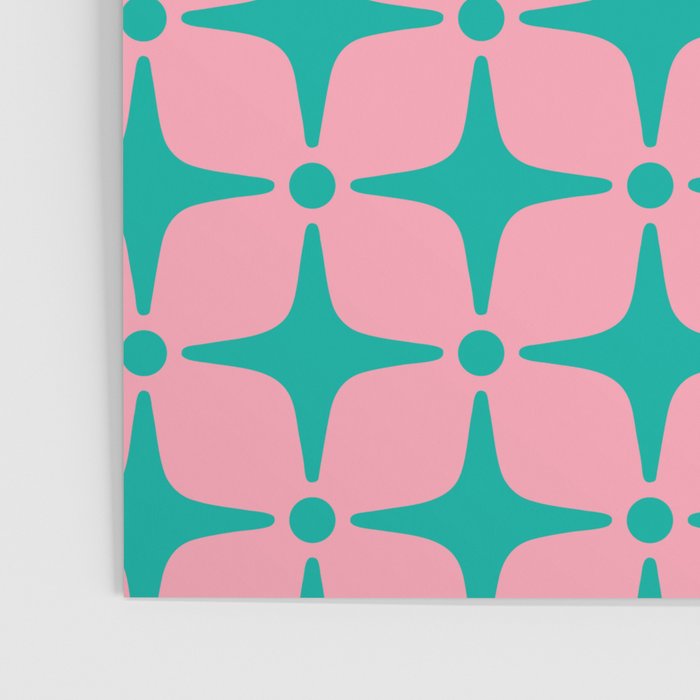 Colorful Mid Century Modern Star Pattern 950 Pink and Turquoise Poster Gallery Image 3