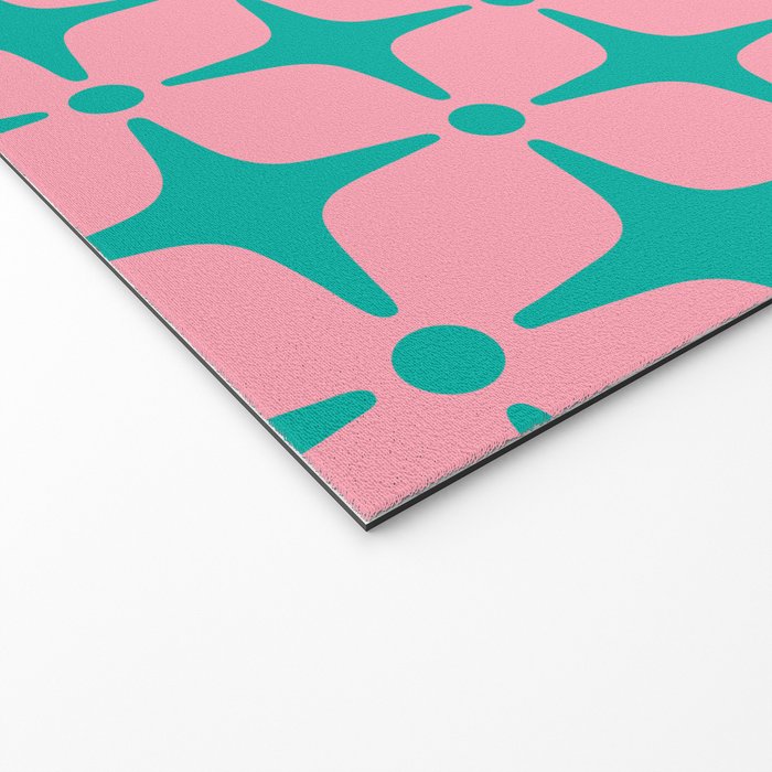 Colorful Mid Century Modern Star Pattern 950 Pink and Turquoise Welcome Mat Gallery Image 2