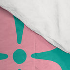 Colorful Mid Century Modern Star Pattern 950 Pink and Turquoise Comforter Gallery Image 4