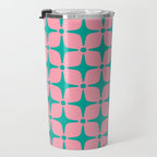 Colorful Mid Century Modern Star Pattern 950 Pink and Turquoise Travel Mug Gallery Image 3