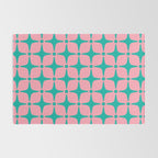 Colorful Mid Century Modern Star Pattern 950 Pink and Turquoise Rug Gallery Image 2