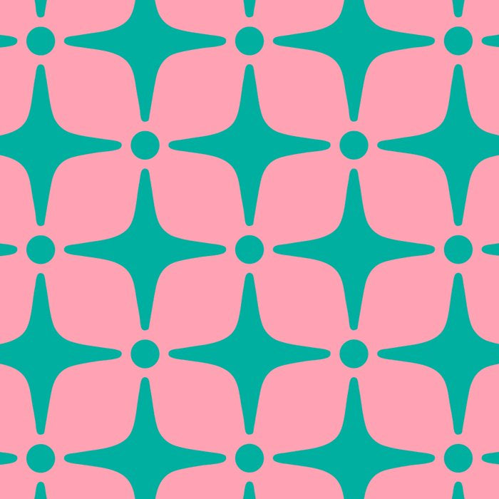 Colorful Mid Century Modern Star Pattern 950 Pink and Turquoise Coffee Mug Gallery Image 2