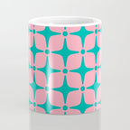 Colorful Mid Century Modern Star Pattern 950 Pink and Turquoise Coffee Mug Gallery Image 4