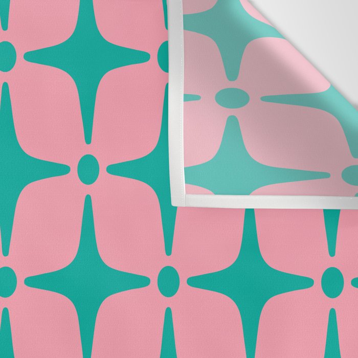 Colorful Mid Century Modern Star Pattern 950 Pink and Turquoise Wall Tapestry Gallery Image 3
