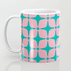 Colorful Mid Century Modern Star Pattern 950 Pink and Turquoise Coffee Mug Gallery Image 3