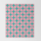 Colorful Mid Century Modern Star Pattern 950 Pink and Turquoise Throw Blanket Gallery Image 2