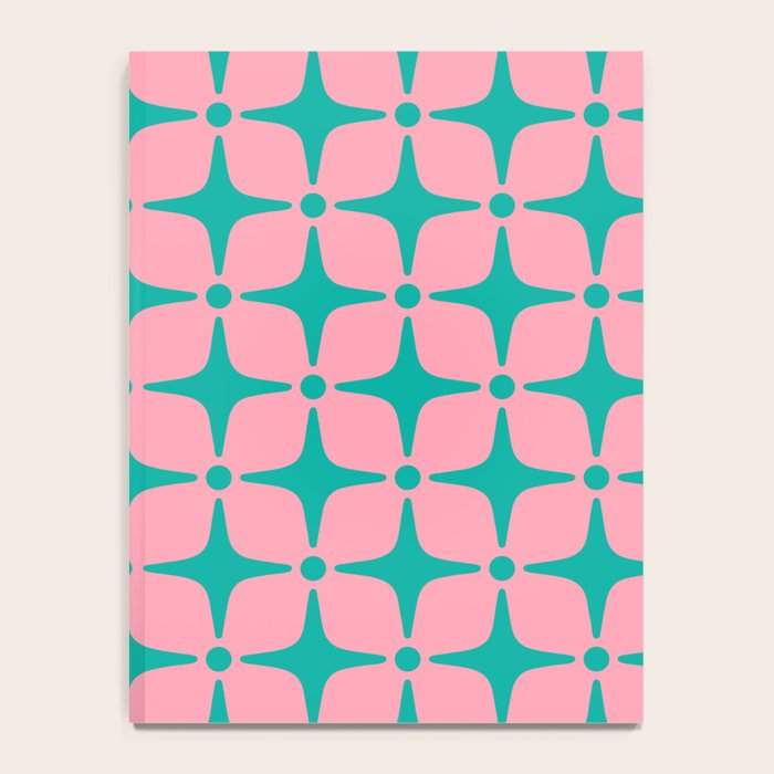 Colorful Mid Century Modern Star Pattern 950 Pink and Turquoise Notebook Gallery Image 4