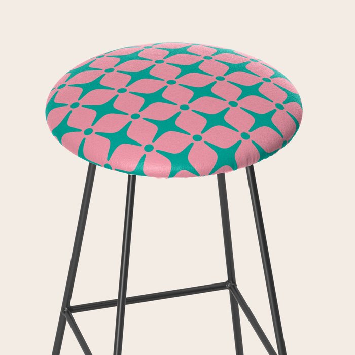 Colorful Mid Century Modern Star Pattern 950 Pink and Turquoise Stool Gallery Image 2