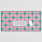 Colorful Mid Century Modern Star Pattern 950 Pink and Turquoise Desk Mat Gallery Image 1