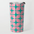 Colorful Mid Century Modern Star Pattern 950 Pink and Turquoise Travel Mug Gallery Image 2