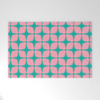 Colorful Mid Century Modern Star Pattern 950 Pink and Turquoise Welcome Mat Gallery Image 1