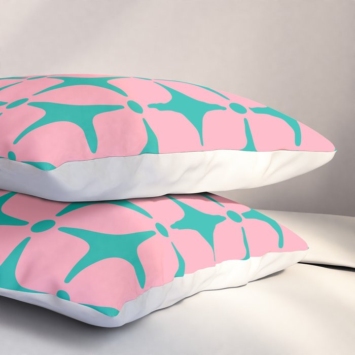 Colorful Mid Century Modern Star Pattern 950 Pink and Turquoise Pillow Sham Gallery Image 3