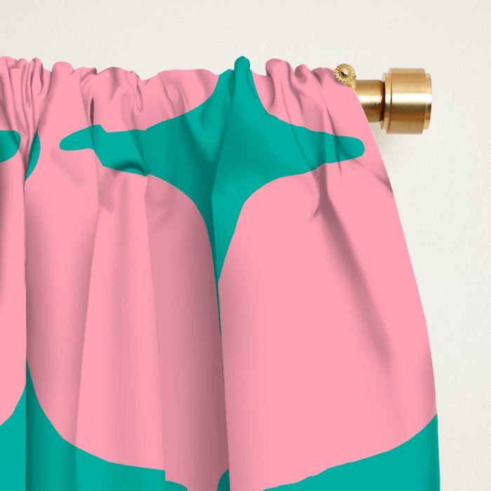 Colorful Mid Century Modern Star Pattern 950 Pink and Turquoise Window Curtain Gallery Image 2
